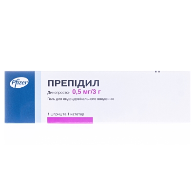 ПРЕПІДИЛ гель для ендоцервікального введення, 0,5 мг/3 г по 3 г гелю в однораз. шпр.; по 1 шп.в блістер. уп. та 1 стер. катетору в блістер. уп. в карт. коробці